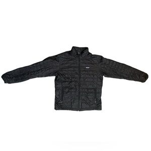 L black Patagonia puffer zip up jacket